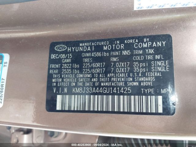 Photo 8 VIN: KM8J33A44GU141425 - HYUNDAI TUCSON 