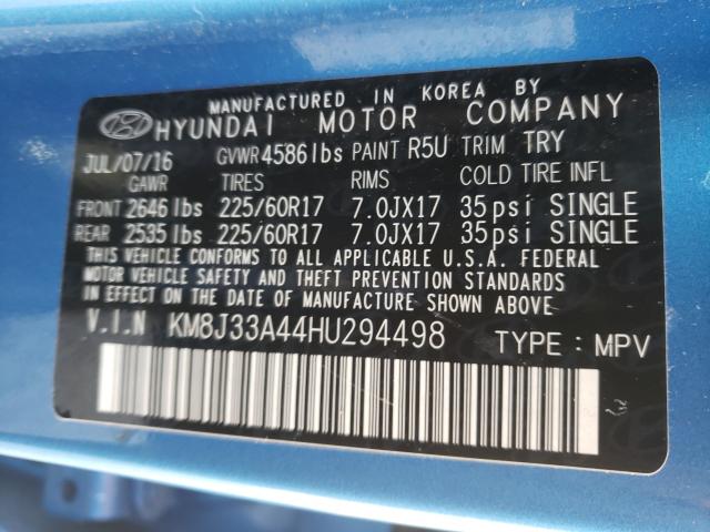 Photo 9 VIN: KM8J33A44HU294498 - HYUNDAI TUCSON LIM 