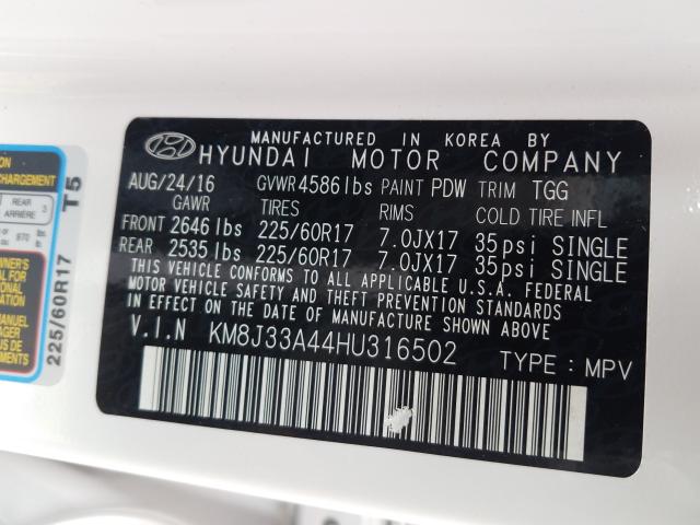 Photo 9 VIN: KM8J33A44HU316502 - HYUNDAI TUCSON 