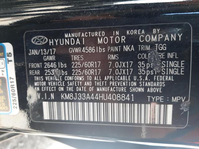 Photo 9 VIN: KM8J33A44HU408841 - HYUNDAI TUCSON LIM 