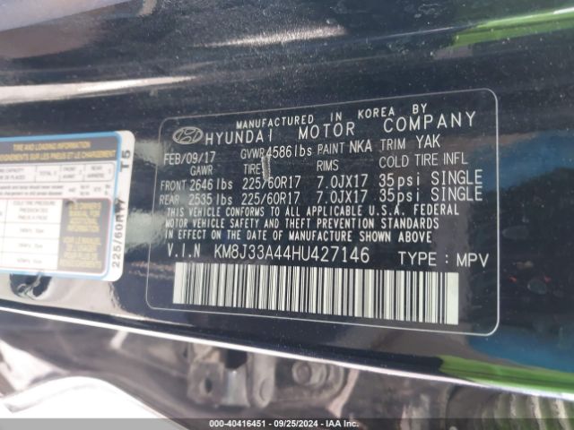 Photo 8 VIN: KM8J33A44HU427146 - HYUNDAI TUCSON 