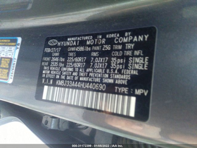 Photo 8 VIN: KM8J33A44HU440690 - HYUNDAI TUCSON 