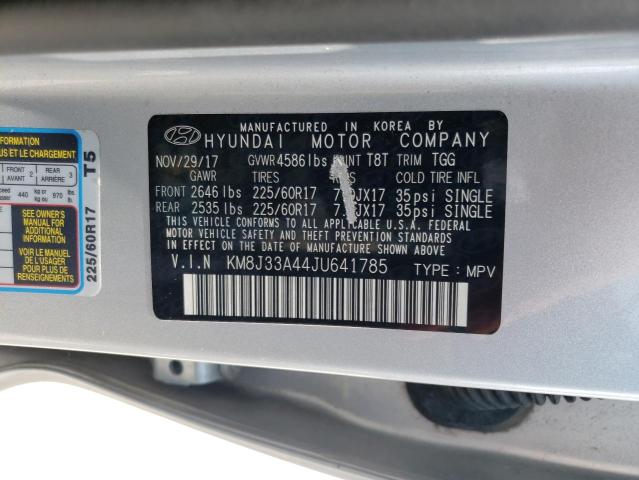 Photo 11 VIN: KM8J33A44JU641785 - HYUNDAI TUCSON SEL 