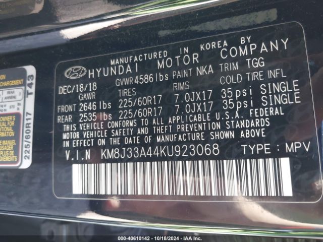 Photo 8 VIN: KM8J33A44KU923068 - HYUNDAI TUCSON 