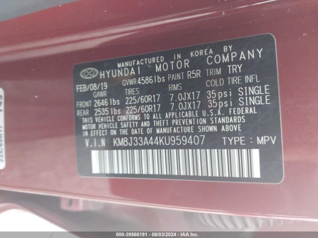 Photo 8 VIN: KM8J33A44KU959407 - HYUNDAI TUCSON 