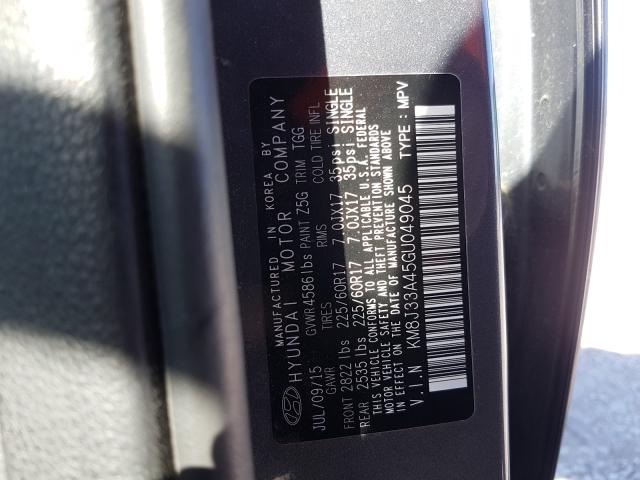 Photo 9 VIN: KM8J33A45GU049045 - HYUNDAI TUCSON LIM 