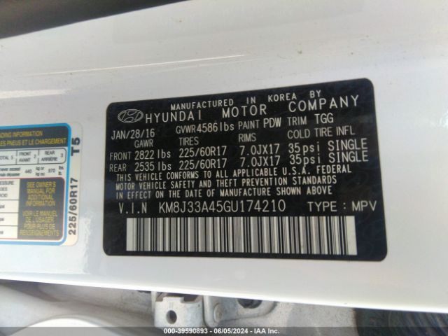 Photo 8 VIN: KM8J33A45GU174210 - HYUNDAI TUCSON 