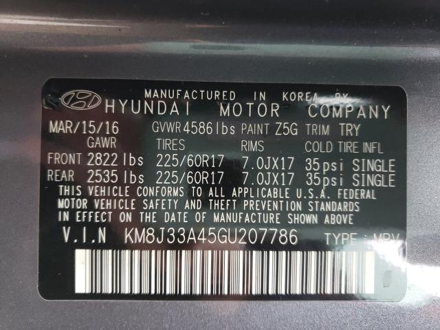 Photo 9 VIN: KM8J33A45GU207786 - HYUNDAI TUCSON LIM 