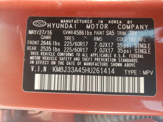 Photo 9 VIN: KM8J33A45HU261414 - HYUNDAI TUCSON LIM 