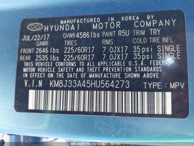 Photo 8 VIN: KM8J33A45HU564273 - HYUNDAI TUCSON 