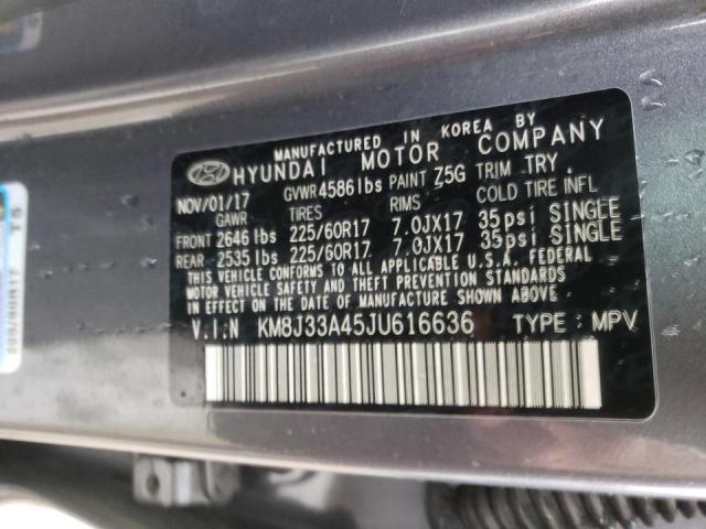 Photo 9 VIN: KM8J33A45JU616636 - HYUNDAI TUCSON SEL 