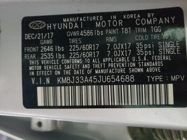 Photo 13 VIN: KM8J33A45JU654688 - HYUNDAI TUCSON SEL 