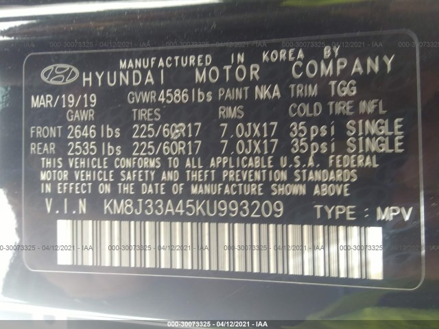 Photo 8 VIN: KM8J33A45KU993209 - HYUNDAI TUCSON 