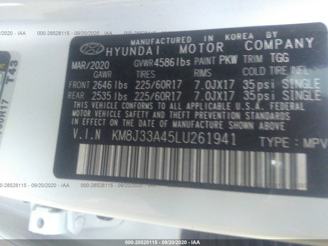 Photo 8 VIN: KM8J33A45LU261941 - HYUNDAI TUCSON 