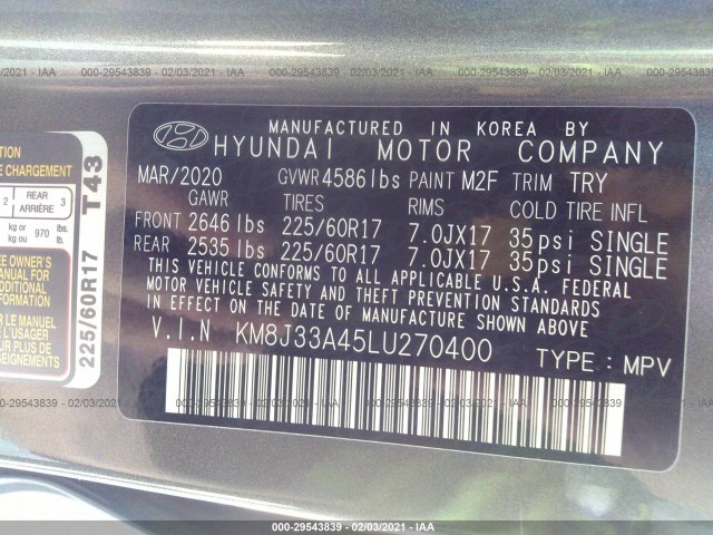 Photo 8 VIN: KM8J33A45LU270400 - HYUNDAI TUCSON 