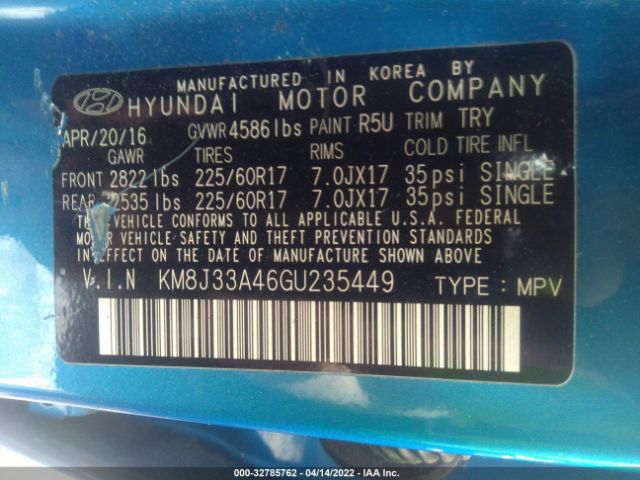 Photo 8 VIN: KM8J33A46GU235449 - HYUNDAI TUCSON 