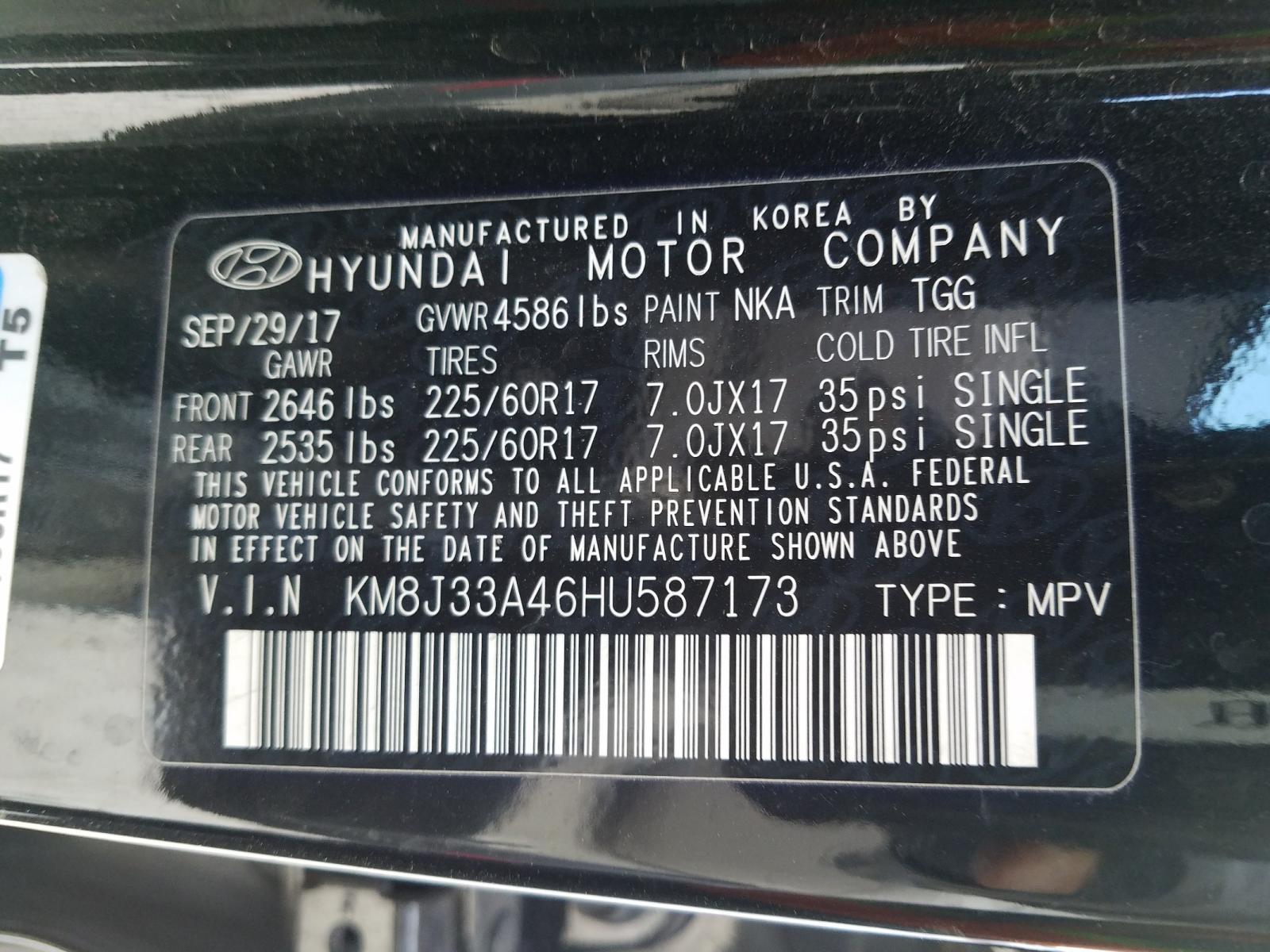 Photo 9 VIN: KM8J33A46HU587173 - HYUNDAI TUCSON LIM 