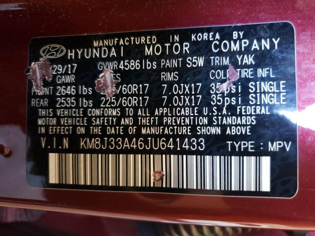 Photo 13 VIN: KM8J33A46JU641433 - HYUNDAI TUCSON SEL 