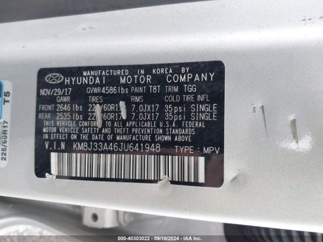 Photo 8 VIN: KM8J33A46JU641948 - HYUNDAI TUCSON 