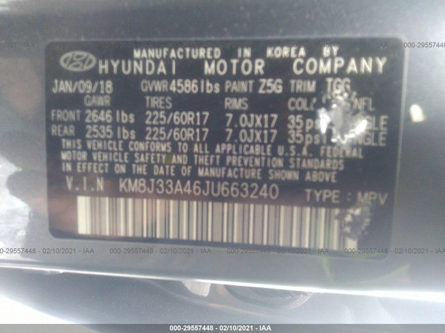 Photo 8 VIN: KM8J33A46JU663240 - HYUNDAI TUCSON 