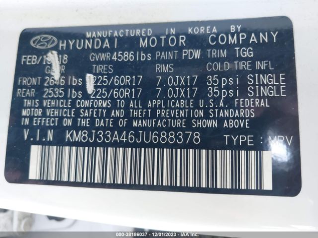 Photo 8 VIN: KM8J33A46JU688378 - HYUNDAI TUCSON 