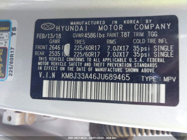 Photo 8 VIN: KM8J33A46JU689465 - HYUNDAI TUCSON 