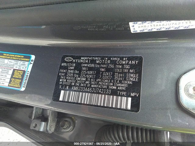 Photo 8 VIN: KM8J33A46JU742133 - HYUNDAI TUCSON 