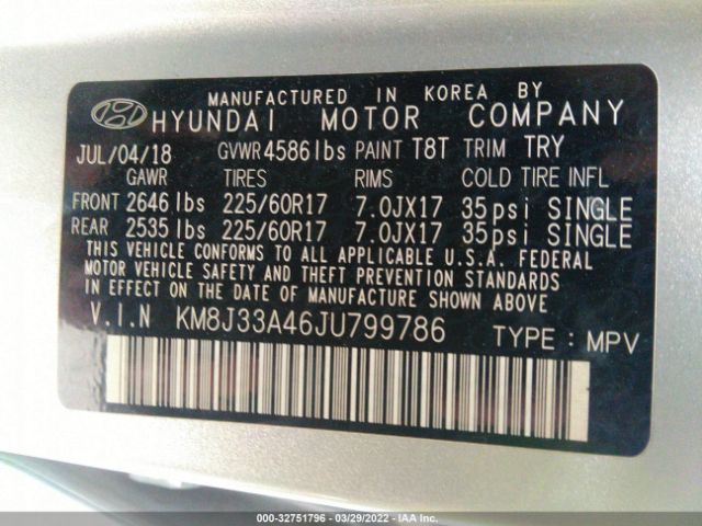 Photo 8 VIN: KM8J33A46JU799786 - HYUNDAI TUCSON 