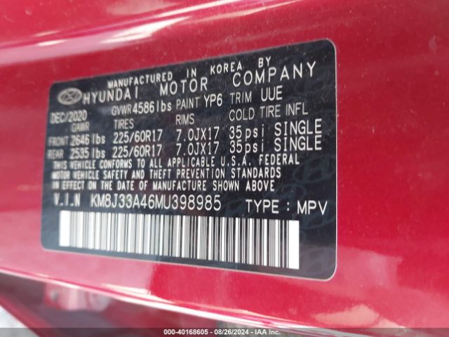 Photo 8 VIN: KM8J33A46MU398985 - HYUNDAI TUCSON 