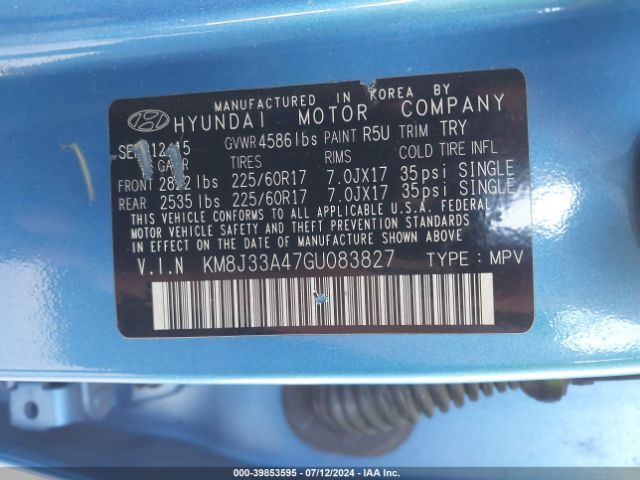 Photo 8 VIN: KM8J33A47GU083827 - HYUNDAI TUCSON 