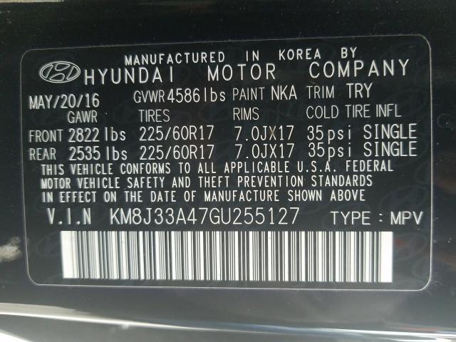 Photo 9 VIN: KM8J33A47GU255127 - HYUNDAI TUCSON 