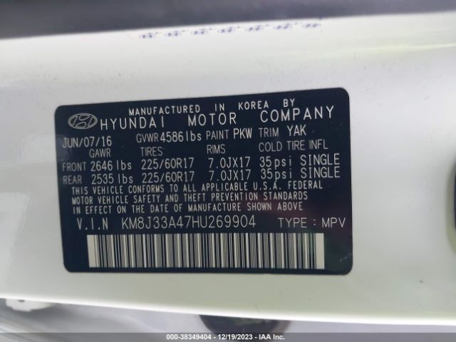 Photo 8 VIN: KM8J33A47HU269904 - HYUNDAI TUCSON 