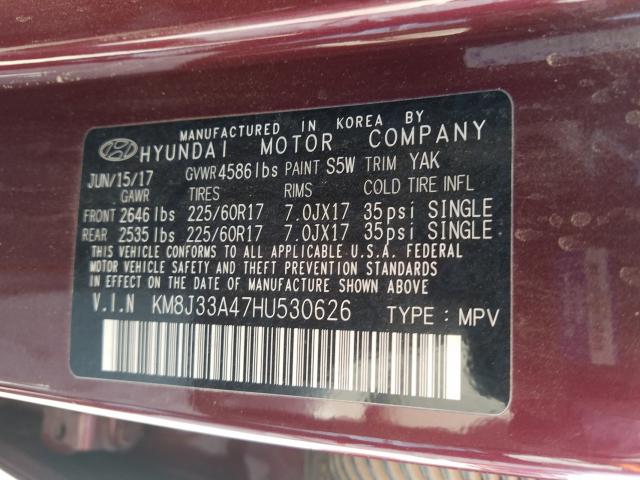 Photo 9 VIN: KM8J33A47HU530626 - HYUNDAI TUCSON LIM 