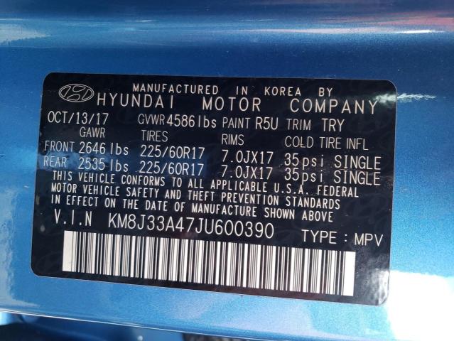 Photo 9 VIN: KM8J33A47JU600390 - HYUNDAI TUCSON SEL 