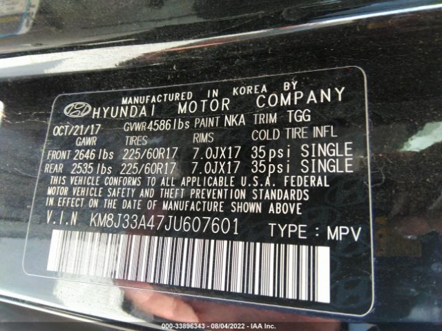 Photo 8 VIN: KM8J33A47JU607601 - HYUNDAI TUCSON 