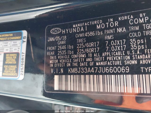 Photo 8 VIN: KM8J33A47JU660069 - HYUNDAI TUCSON 