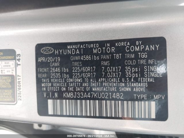 Photo 8 VIN: KM8J33A47KU021482 - HYUNDAI TUCSON 