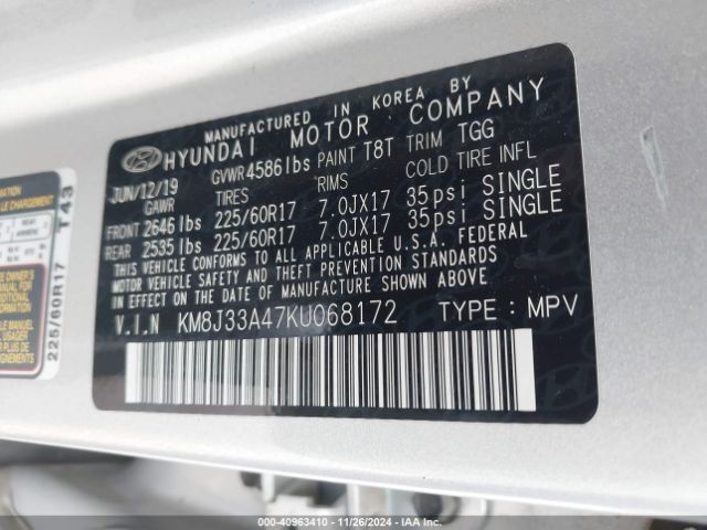 Photo 8 VIN: KM8J33A47KU068172 - HYUNDAI TUCSON 