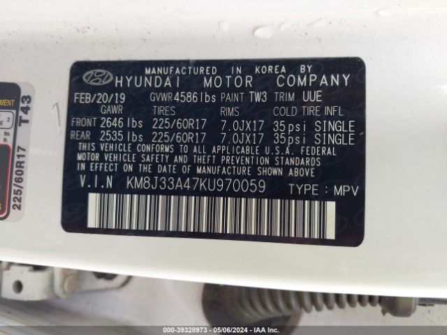 Photo 8 VIN: KM8J33A47KU970059 - HYUNDAI TUCSON 