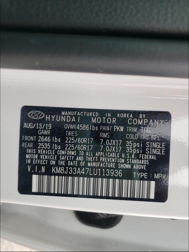 Photo 9 VIN: KM8J33A47LU113936 - HYUNDAI TUCSON LIM 