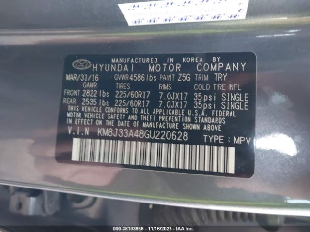 Photo 8 VIN: KM8J33A48GU220628 - HYUNDAI TUCSON 