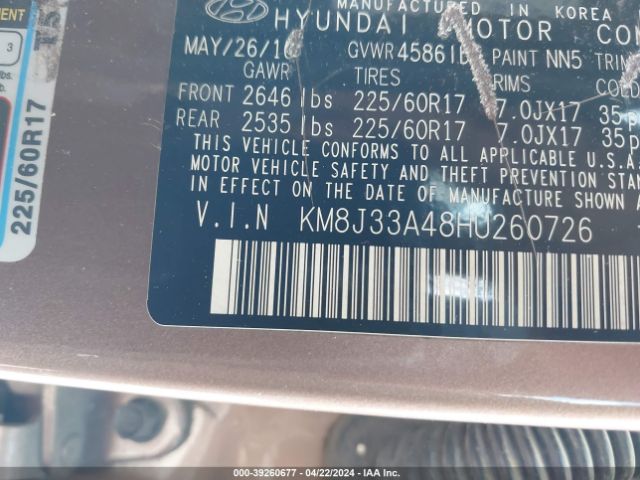 Photo 8 VIN: KM8J33A48HU260726 - HYUNDAI TUCSON 