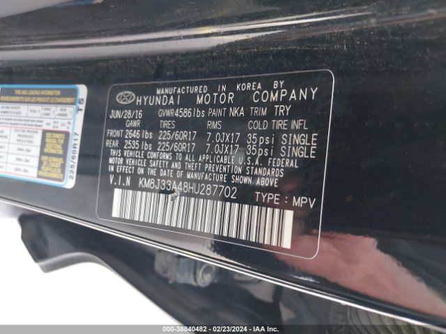 Photo 8 VIN: KM8J33A48HU287702 - HYUNDAI TUCSON 