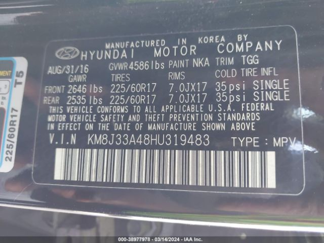 Photo 8 VIN: KM8J33A48HU319483 - HYUNDAI TUCSON 