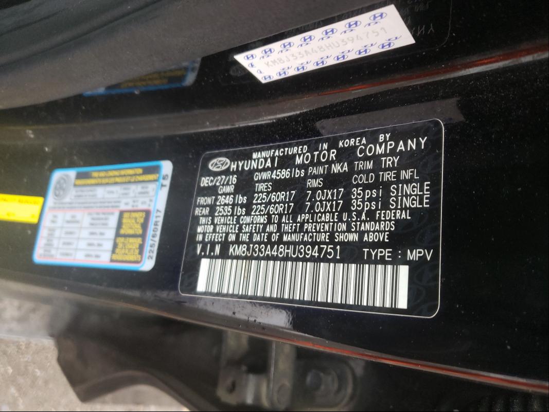 Photo 9 VIN: KM8J33A48HU394751 - HYUNDAI TUCSON LIM 