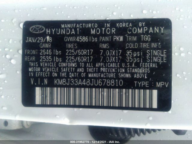 Photo 8 VIN: KM8J33A48JU678810 - HYUNDAI TUCSON 