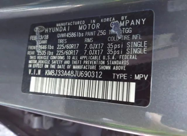 Photo 8 VIN: KM8J33A48JU690312 - HYUNDAI TUCSON 