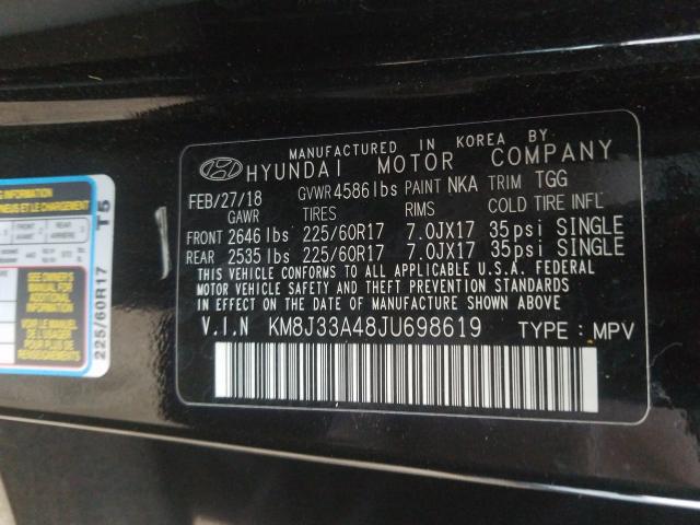 Photo 9 VIN: KM8J33A48JU698619 - HYUNDAI TUCSON SEL 