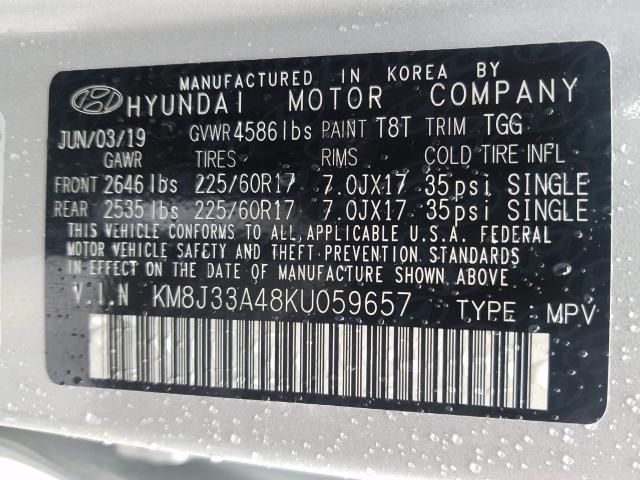 Photo 9 VIN: KM8J33A48KU059657 - HYUNDAI TUCSON LIM 