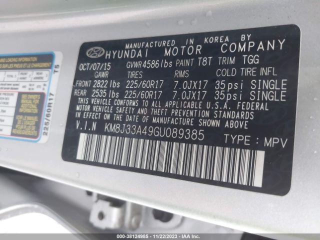 Photo 8 VIN: KM8J33A49GU089385 - HYUNDAI TUCSON 